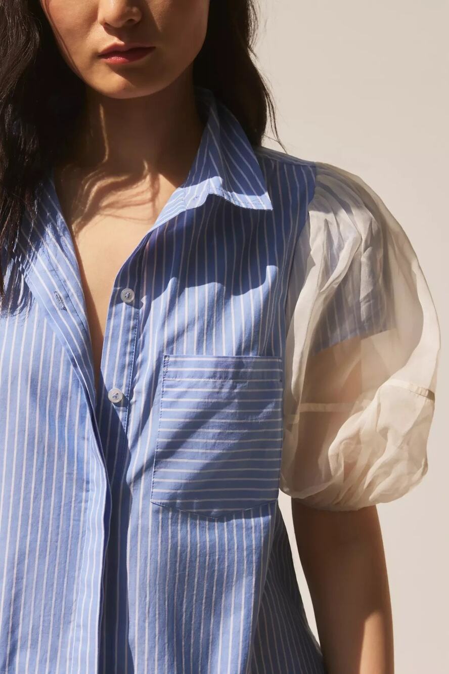 Anthropologie Top XL Womens Pernille Rosenkilde Menswear Button Blouse Shirt